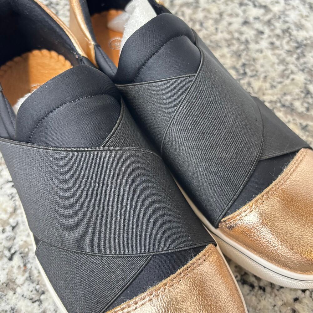 Bernie Mev Bronze/Black Stretch Slip-On Sneakers – Size 6 (flawed) - Picture 2 of 9